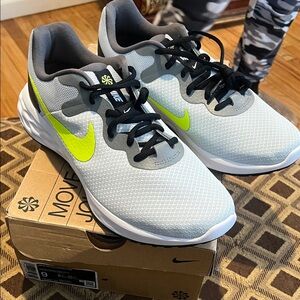Nike White and Yellow Athletic Sneakers